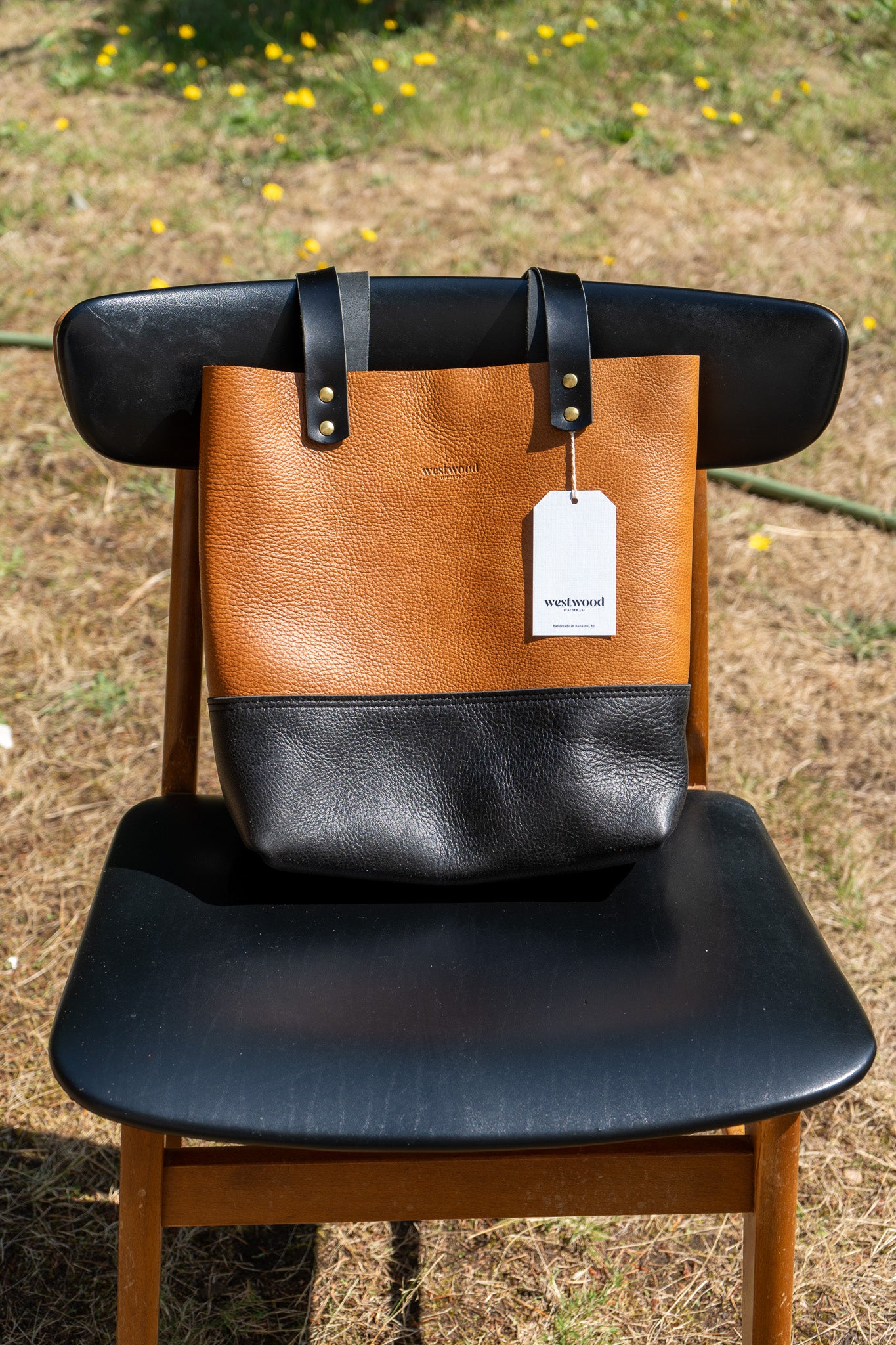 The Essential Panel Tote - Camel & Black